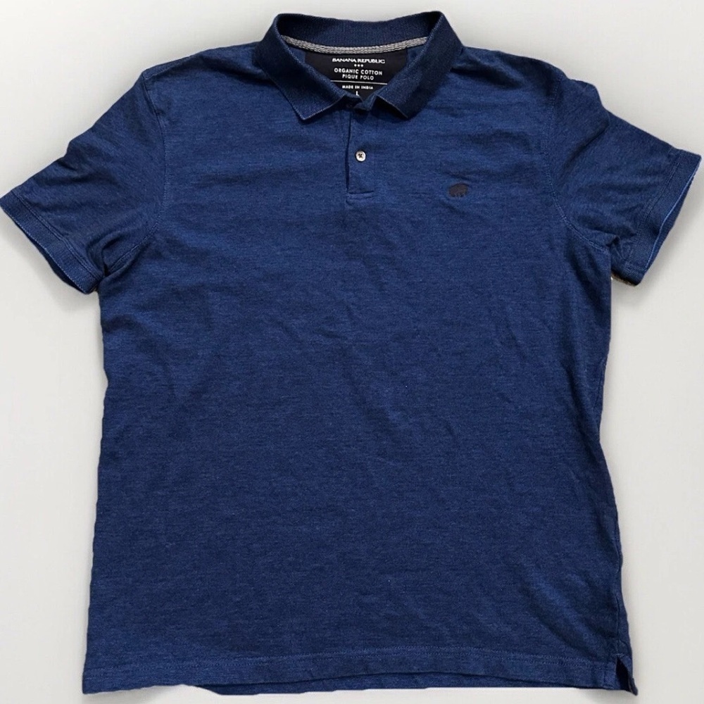 Banana Republic Polo Shirt Organic Cotton Pique Golf Short Sleeved L Royal Blue